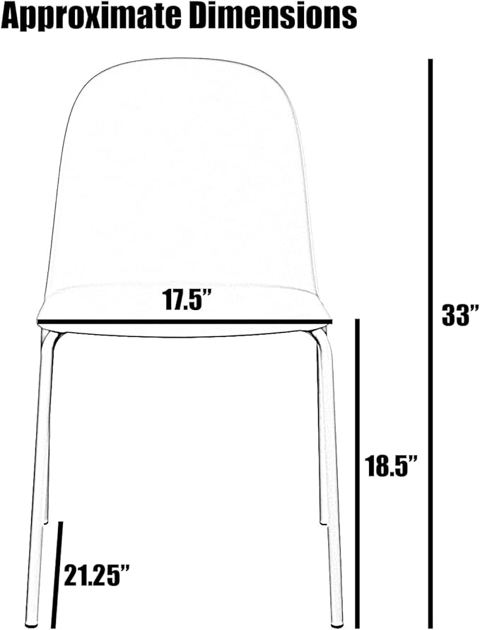 2xhome Modern Stackable Armless Dining Chair | Plastic Shell Seat with Metal Legs | Indoor or Outdoor Use | Home Kitchen Patio (4, White, No Padding)