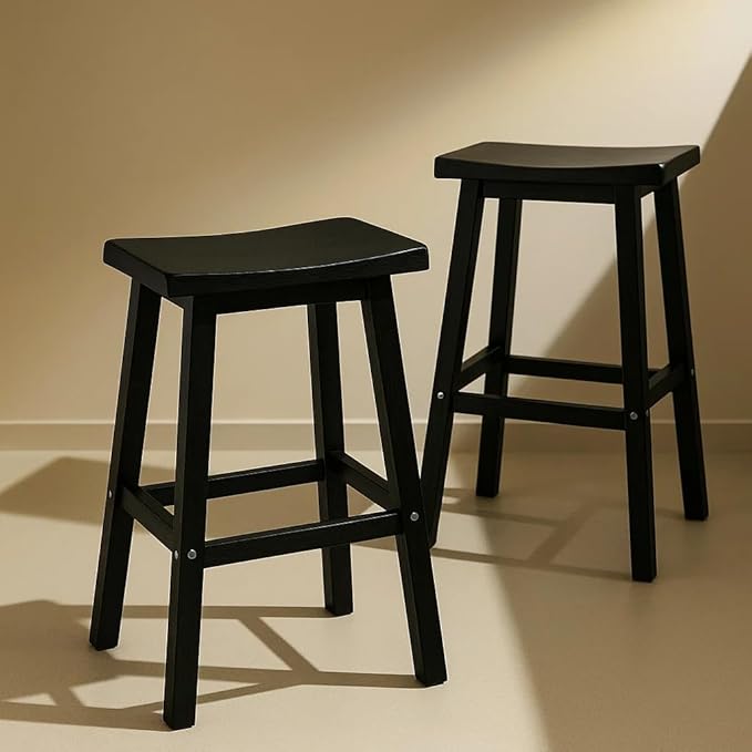 Bar Stools 29'' Outdoor Set of 4, Waterproof Modern Durable Resin Saddle Seat,Counter Stool Sturdy Modern Stylish, All-Weather Barstools for Patio, Balcony, or Kitchen Counter