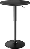 Flamaker Round Bistro Pub Table 23.6 Inch Height Adjustable 360° Swivel Bar Table Metal Base for Pub, Dining Room, Party (1, Full Black)