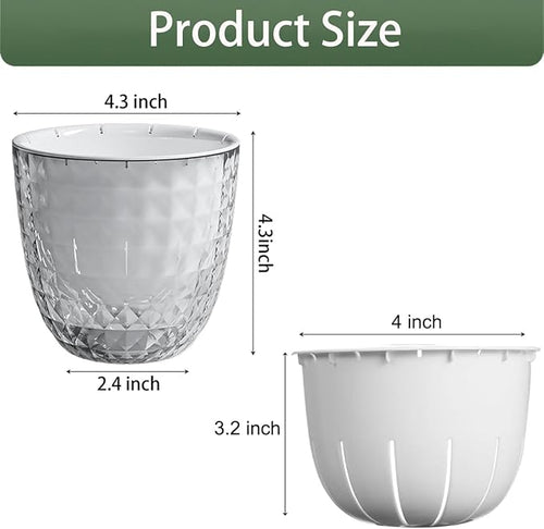 6 Pack 4 inch Self Watering Pots Planters for Indoor Plants, African Violets Pots with Wick Rope, Modern Plastic Nursery Pots for All House Plants,Flowers Succulents,Herbs,Cactus,Orchids