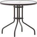 Flash Furniture Bellamy 31.5'' Round Indoor/Outdoor Tempered Glass Metal Frame Side Table, Bronze