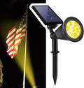 Solar Landscape Spotlights Outdoor, Bright 7-LED Spot Lights, Dusk-to-Dawn Waterproof Solar Powered Flag Pole Lights, Adjustable 2-in-1 Wall/Ground Lighting for Tree House Yard Garden (Warm White)