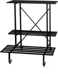 Zhongma 3 Tier Metal Heary Duty Plant Stand with Wheels, 35.43 L x 17.5 W x 38.6H . Space saving Plant Stand