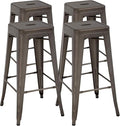 FDW Metal Bar Stools Set of 4 Counter Height Bar Stools 24 Inches Industrial Bar Chairs Patio Stool Stackable Backless Stool Indoor Outdoor Metal Kitchen Stools Bar Chairs (Bronze, 30")