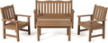 Stoog HIPS Outdoor Patio Dining Set, 4-Piece All-Weather Garden Bench, Chairs and Table Set, Patio Dining Set for Backyard, Lawn, Deck and Porch, Teak