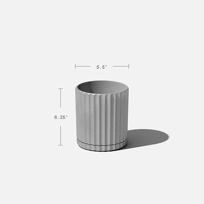 Veradek Demi Series Demi 6" Planter w/Tray, Grey