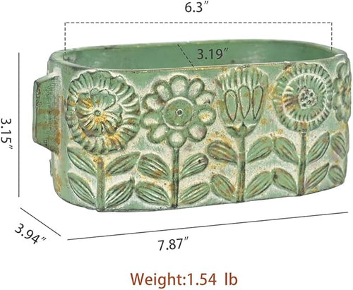 8 inch Green Pots Planters Indoor Plants Succulent Pots Rectangle Window Box Cactus Plant Containers for Home Decor(No Drainage)