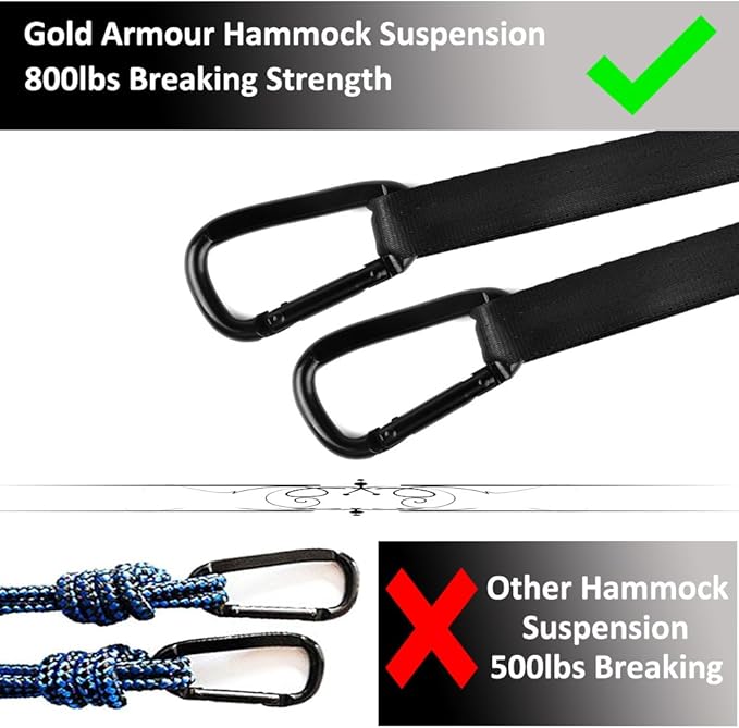 Gold Armour Camping Hammock - XL Double Hammock Portable Hammock Camping Accessories Gear for Outdoor Indoor with Tree Straps, USA Based Brand (Purple and Orange)