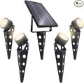 Solar Outdoor Spotlight Legacy 50X 4PK, Garden Landscape Yard Pathway Light, IP65 Waterproof, Warm White LED, Black Finish