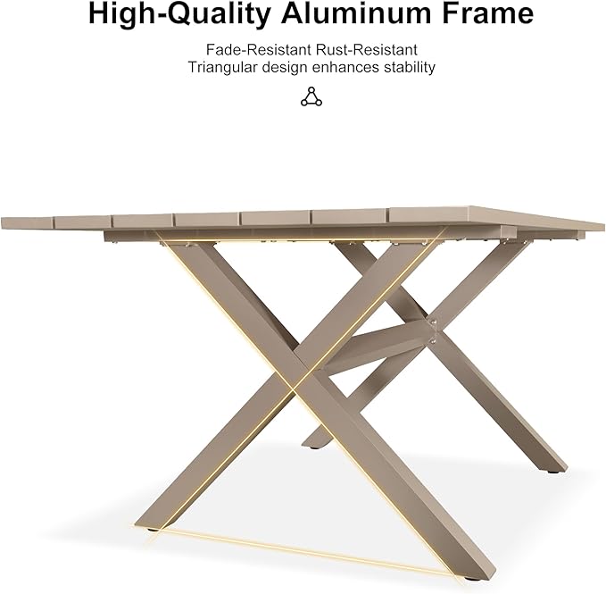 PURPLE LEAF 9 Pieces Outdoor Dining Set with Patio Aluminium Dining Table and Wicker Rattan Chairs Modern Furniture Cushions Sets for Backyard Indoor Decor Kitchen Champagne