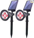 Solar Lights Outdoor, 4-LED Solar Spotlight LED Landscape Lights IP67 Waterproof Solar Powered Landscaping Lights Outdoor Lighting for Tree Garden Yard Patio(2 Pack, Red)