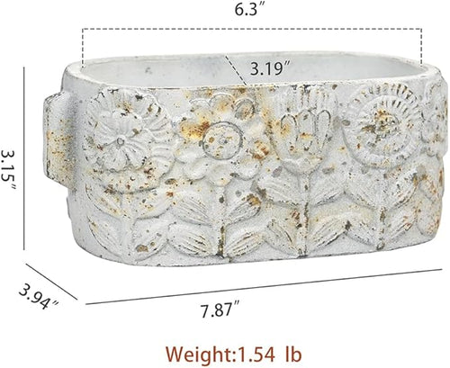 8 inch Pots Planters Indoor Plants Succulent Pots Rectangle Window Box Cactus Plant Containers for Home Decor(No Drainage)