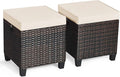 Tangkula 2 Pieces Outdoor Patio Ottoman, All Weather Rattan Wicker Ottoman Seat, Patio Rattan Furniture, Outdoor Footstool Footrest Seat w/Removable Cushions