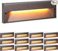 LEONLITE 12-Pack 10.6 Inch 5CCT LED Low Voltage Step Lights, 12–24V AC/DC 6W Surface Mount Ultra-Slim Landscape Stair Lights, IP65 Aluminum Outdoor Lighting for Decks, Hardscapes, Oil Rubbed Bronze
