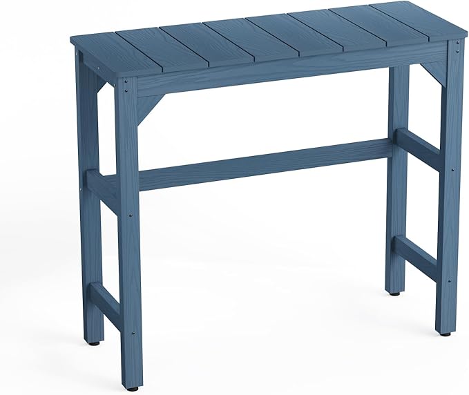 Stoog All-Weather Outdoor Bar Table, Patio Counter Height Bar Tables with Waterproof Top, Never Fade or Rot, for Balcony, Backyard, Porch, and Poolside, Blue