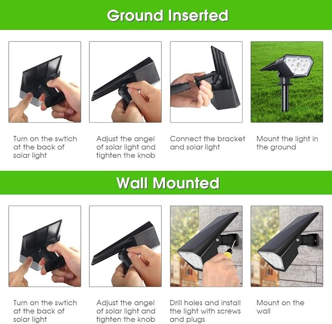 Biling Solar Spot Lights Outdoor, Bright 700 Lumen Solar Outdoor Lights IP67 Waterproof Adjustable Landscape Lights for Patio Pathway Yard Garden Driveway Pool - Warm White(10 Pack)