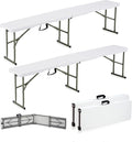 6ft Plastic Folding Bench with Carrying Handle & Lock, Portable Outdoor Bench in Garden Picnic Camping Dining Party Seat, Waterproof Bench for Soccer Activities, Firm and Durable (2Pack C)