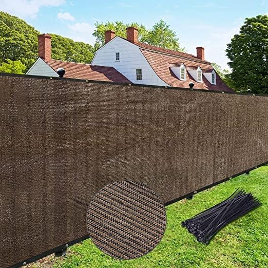 UPGRADE Privacy Fence Screen 6'x27' Brown Outdoor 90% Visibility Blockage 170 GSM Mesh Shade Cover Panels for Backyard,Balcony,Home Decoration with Zip Ties,Customized Avaliable
