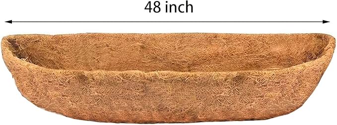2pcs 48" Garden Coconut Planter Liners Preformed Window Box Liners Natural Trough Coco Liner Coir Mats (48 inch)