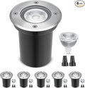 Gardencoin Low Voltage Landscape LED Well Lights, 12V in Ground Lights Outdoor IP67 Waterproof, 4.3 inch Wired Landscape Up Lighting, Included Replaceable 5W 2700K MR16 Bulb Dimmable, 6 Pack
