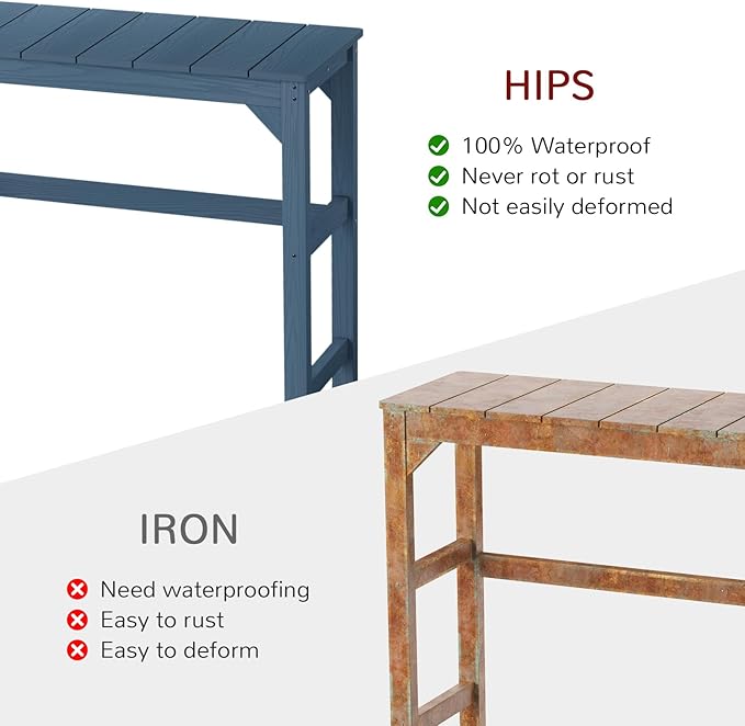 Stoog All-Weather Outdoor Bar Table, Patio Counter Height Bar Tables with Waterproof Top, Never Fade or Rot, for Balcony, Backyard, Porch, and Poolside, Blue