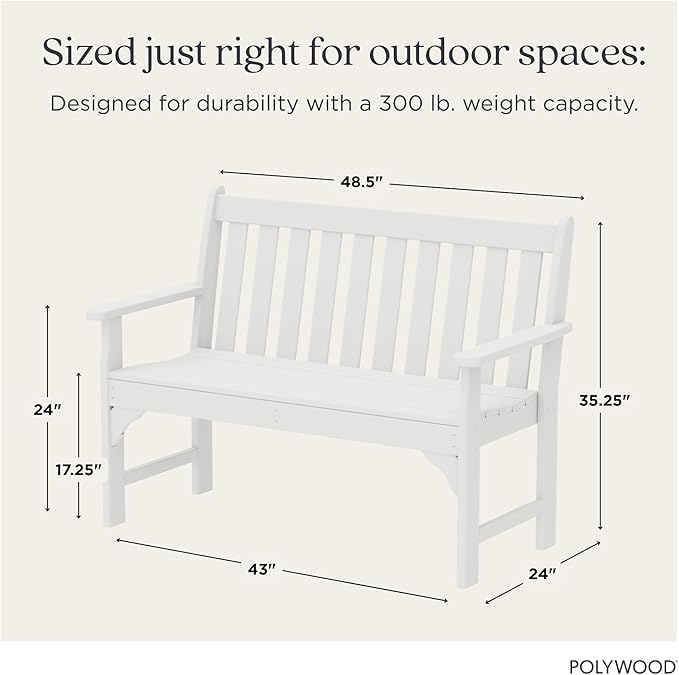 POLYWOOD GNB48WH Vineyard 48" Bench, White
