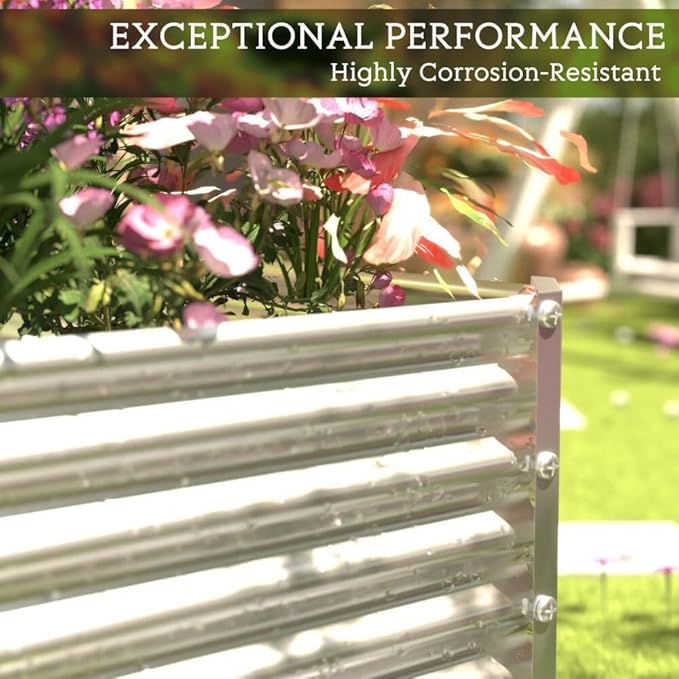 FRIZIONE 2pcs Tall 8x4ft Galvanized Raised Garden Bed Outdoor,Above Ground Garden Bed for Vegetable,Metal Raised Beds for Flower,Steel Raised Beds for Gardening