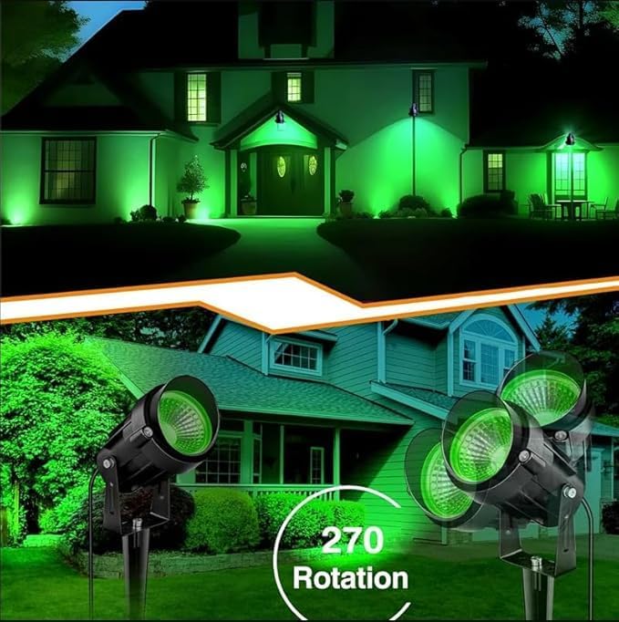 Halloween Christmas Outdoor Spotlights Green Landscape Lights Outdoor Spotlight,1 Pack 110v Plug-in Outdoor Waterproof Green Halloween Christmas Spotlights for Garden Pathway Tree Yard