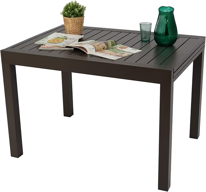 Kozyard 7 Piece Outdoor Patio Dining Set for 6 Person, 6 Pack Foldable Deck Chairs, 43"- 86" Villa Expandable Patio Dining Table Adjustable for Backyard, Porch, Deck, Garden