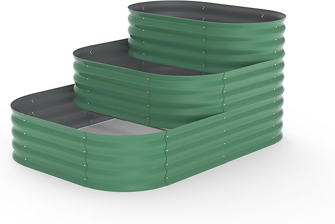 Galvanized Raised Garden Bed Kit – 61x42x31 in Outdoor Planter Box for Vegetables, Herbs & Flowers. Modular 3-In-1 Raised Garden Beds Outdoor with Open Base, Garden Box and Planters for Plants