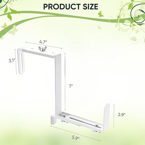 Adjustable Planter Box Bracket, Flower Box Holder Brackets for Deck Railing, Window Box Hanging Brackets for Patio Garden Fence Pergola Balcony Supporting Heavy Planters-4 Pack