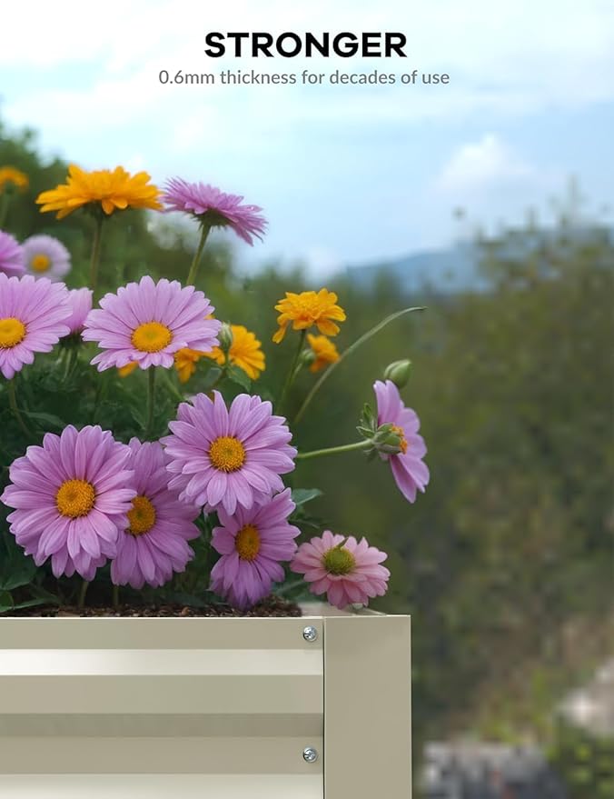 CABIHOME 2 Pcs 6x3x2 Ft Galvanized Raised Garden Bed, Deep Root Planter Box for Vegetables, Flowers, Herbs- Large Metal Raised Garden Bed Kit for Outdoor Use, Beige