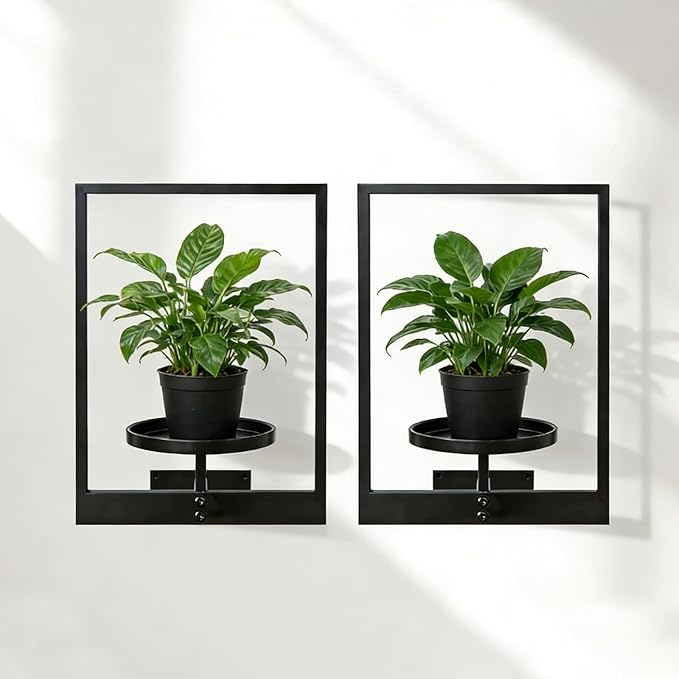 Wall Hanging Plant Stands Planter Shelves, Indoor Outdoor Window Plant Hanger Decor for Living Room Entryway (White 3-Pack)