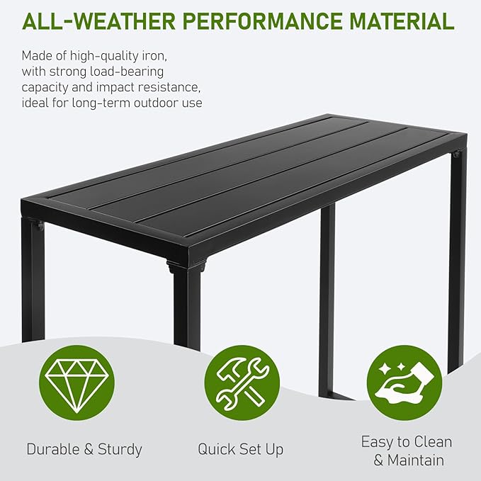 Outvita Outdoor Bar Table, 37" Height Patio Pub Table with Waterproof Frame and Adjustable Foot for Hot Tub, Patio, Backyard, Balcony, Hallway, Bistro Rectangle, Black