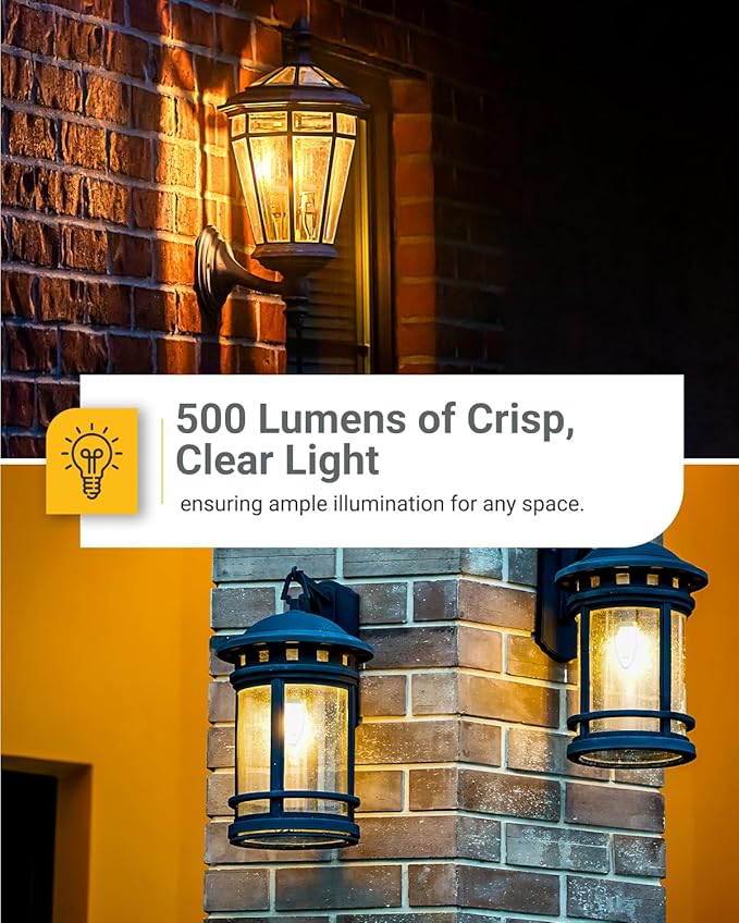 Sunco 6 Pack Dusk to Dawn LED Outdoor Light Bulb B11, Edison Filament Candelabra Bulbs for Porch Lighting, 500 LM, 5W (40W Equivalent), 4000K Cool White, E12 Base, Photocell Sensor UL