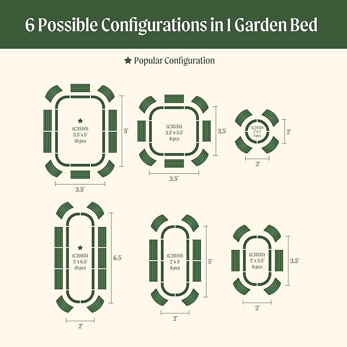 Vego garden 26" Extra Tall Raised Garden Bed Kits, 6 in 1 Modular Raised Planter Box for Vegetables Flowers Fruits Oval Metal Raised Garden-Olive Green