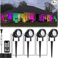 20W Outdoor RGB LED Spotlights 4 Pack, 120V 1000lm with Remote & Transformer, 12 Colors 19 Modes, IP65 Waterproof 46.5ft Cord, Landscape Lights for Yard Garden Christmas Halloween