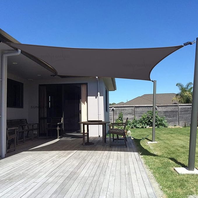 SUNNY GUARD Custom Size 7'x10' Dark Grey Sun Shade Sail Rectangle UV Block Shade for Backyard Yard Patio Deck Garden(Customized)