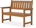 LUE BONA Outdoor Bench, 2-Person HDPS Garden Bench, Outdoor Benches Weatherproof, All-Weather Fade/Rot Resistant Patio Bench for Park, Front Porch, Backyard (Brown-Oil Printed)