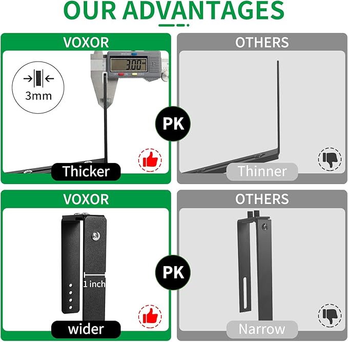 Window Box Brackets, Adjustable Planter Box Brackets, Heavy Duty Iron Flower Box Bracket for Deck Railing with Upgraded Bottom Support - Ideal for Balconies, Fences, and Gardens (6 Pack)