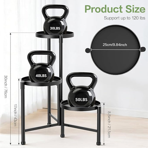 3 Tier Metal Corner Plant Stand Indoor Outdoor, Heightened widened 30'' Tall Multiple Flower Pot Display Holder, Iron Plant Rack Organizer for Living Room Garden Patio Balcony Office (black)