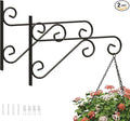 2 Pack 16 Inch Plant Hangers Outdoor Bracket, Indoor Wall Mount Metal Heavy Duty Rust-Resistant Bird Feeder Plant Hooks for Hanging Planters, Flower Baskets, Black