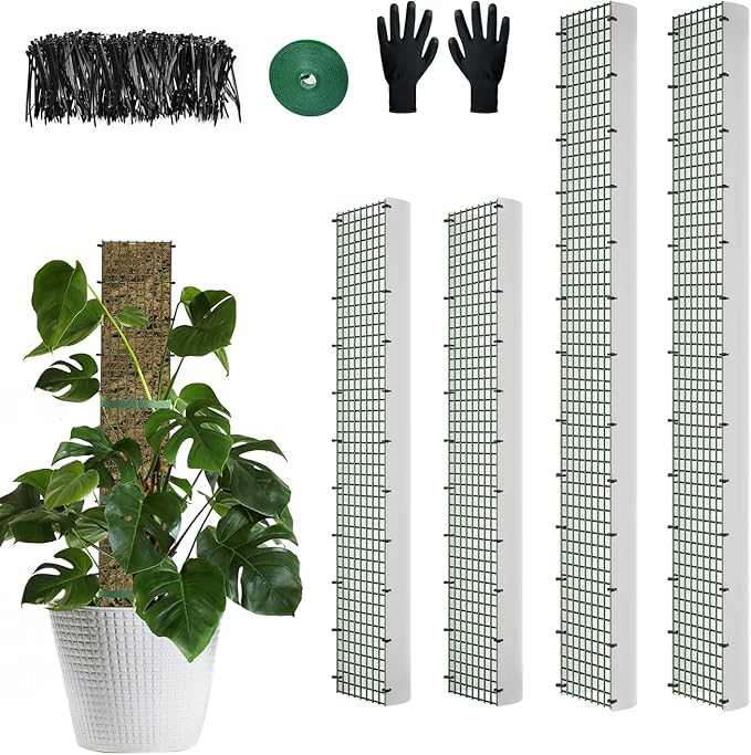 60"/40"/24" Metal Moss Pole, D Shape Sphagnum Moss Pole, Moss Poles for Climbing Plants, Monstera, Indoor Climbing Plants (2 Each of 40" 24")