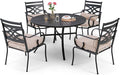Sophia and William Outdoor Patio Dining Set for 4, Outdoor Table and Chairs, Removable Seat Cushions, Black 42" Round Patio Dining Table