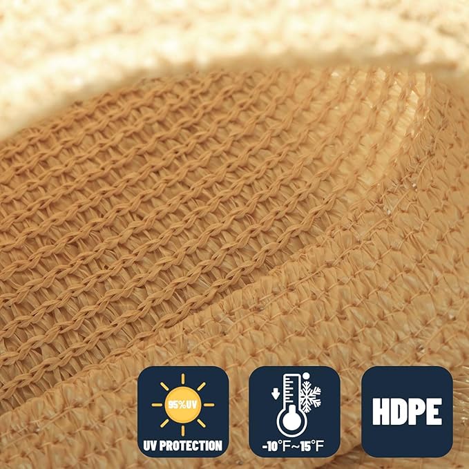 SUNNY GUARD Custom Size 8'x8' Sand Sun Shade Sail Rectangle UV Block Shade for Backyard Yard Patio Deck Garden(Customized)