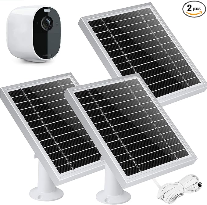UYODM 3 Pack Solar Panel Charger Compatible with Arlo Essential Spotlight/XL Spotlight Only, 16.5ft Power Charging Cable Micro USB, IP66 Weatherproof Aluminum Alloy Frame Silver (Not for 2K/2nd Gen)