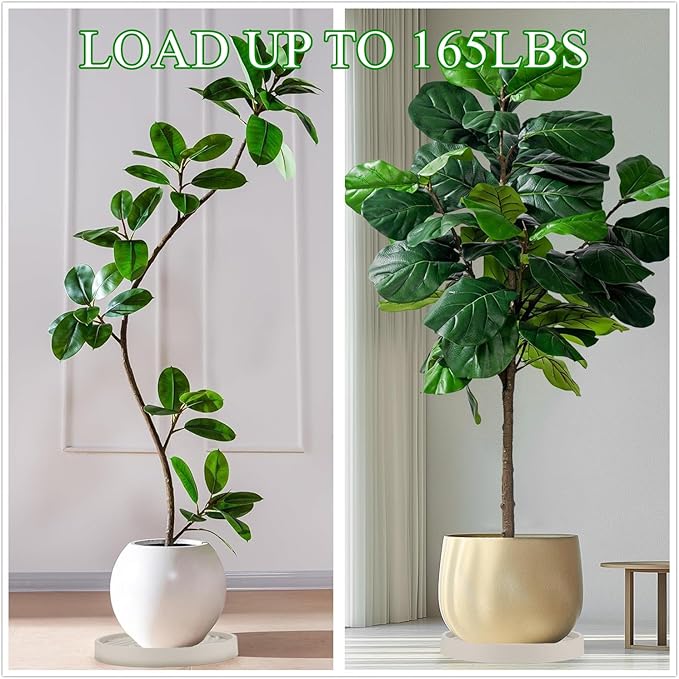 2 Pack Plant Caddy with Wheels, 12" Rolling Plant Stand 165 LBS Heavy Duty with Hidden 360 ° Rotating Silent Wheel Wheels for Outdoor Indoor Large Plant Pots, Flower Pot, Patio
