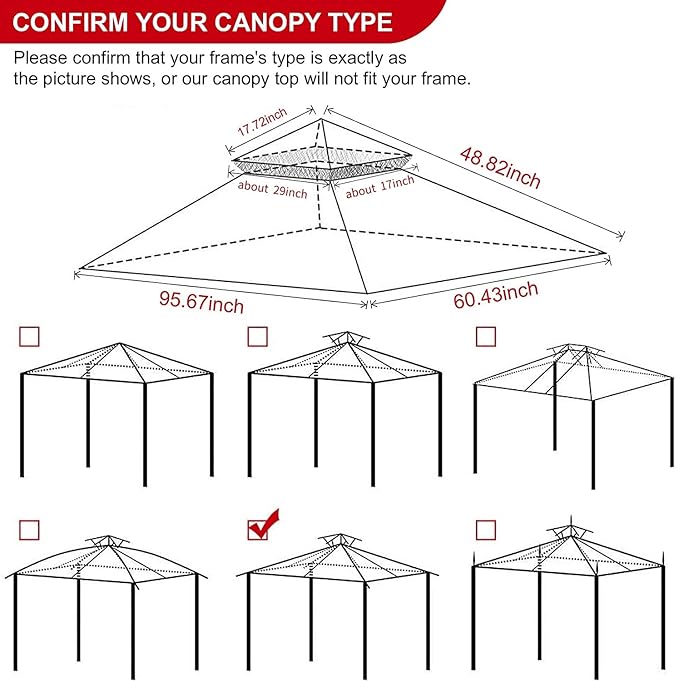 Eurmax USA High Performance Grill Gazebo Canopy Replacement Cover 5x8 BBQ Shelter Top(Cocoa)