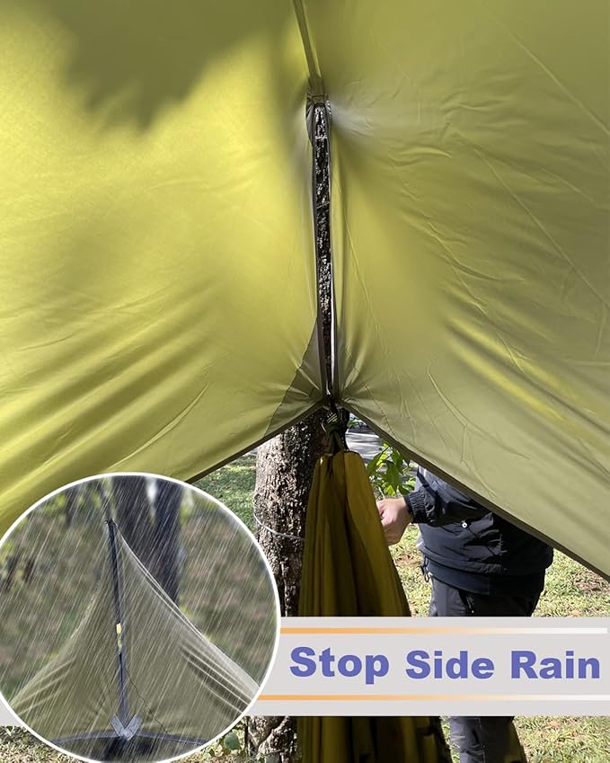 Sunyear Camping Hammock, Portable Single & Double Hammock with Net, 2 Person Hammock Tent with 2 * 10ft Straps, Best for Outdoor Hiking Survival Travel