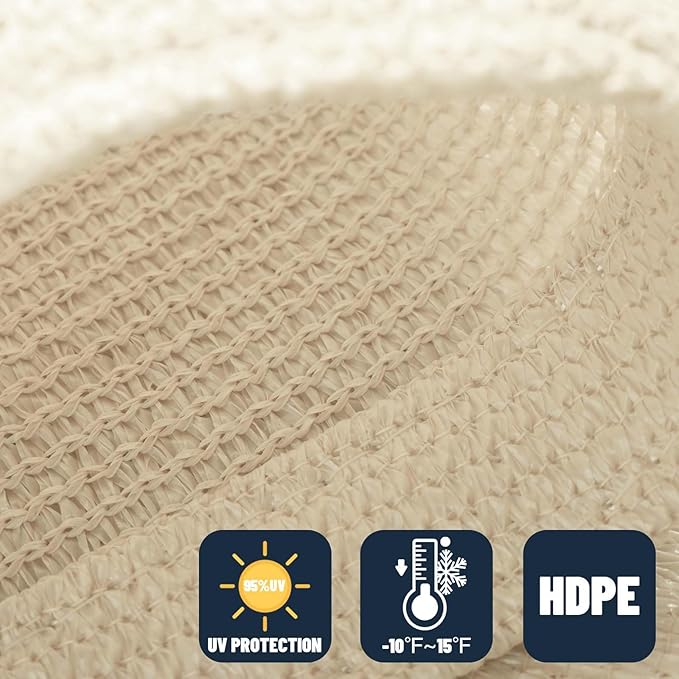 SUNNY GUARD Sun Shade Sail 20' x 23' Rectangle Butter Cream UV Block Sunshade for Backyard Yard Deck Patio Garden Outdoor Activities and Facility(We Make Custom Size)